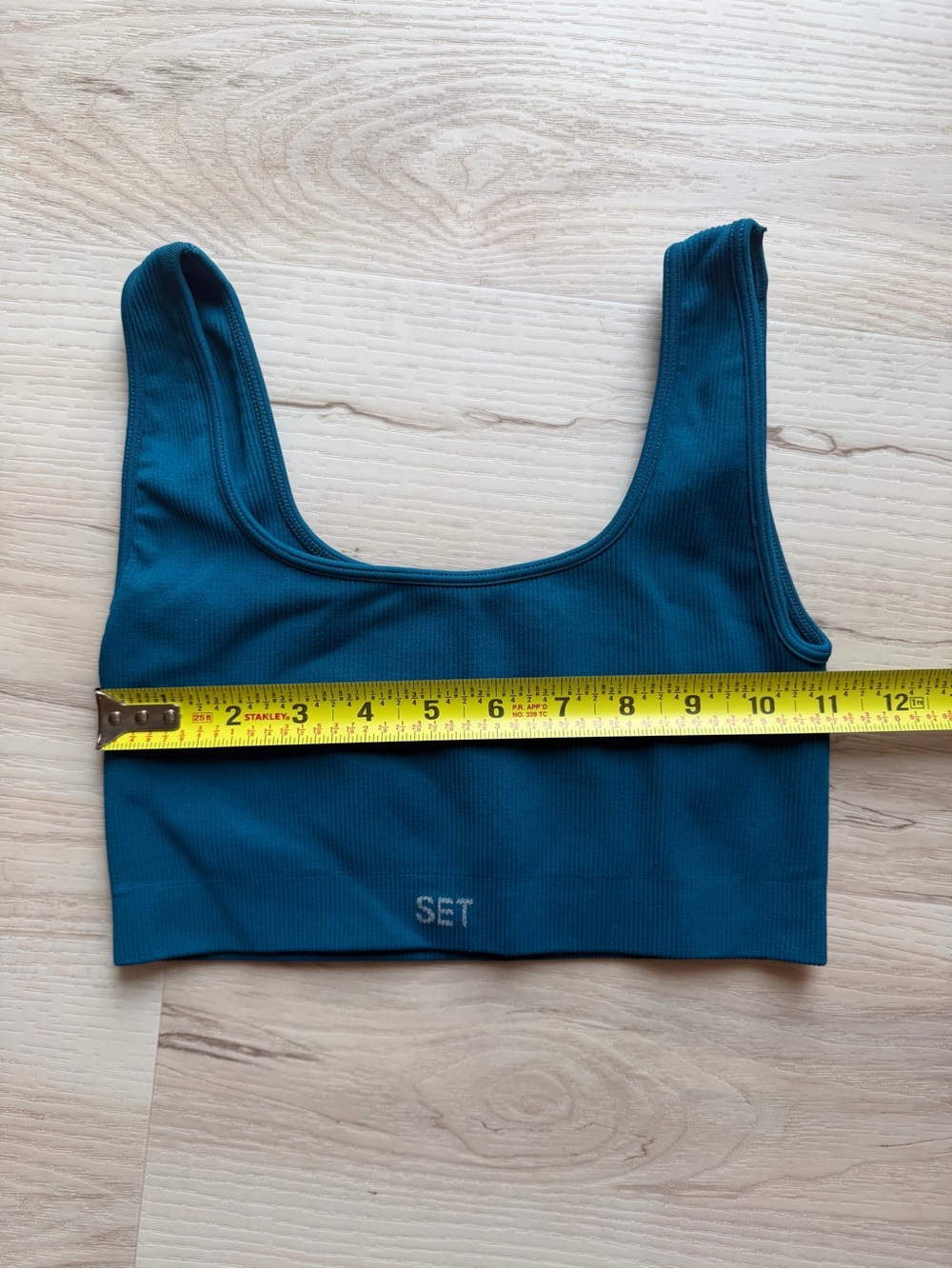 SET Active Teal Ribbed Scoop Crop Top - Picture 3 of 5